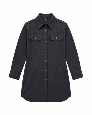 Robe courte en laine m&eacute;lang&eacute;e noire