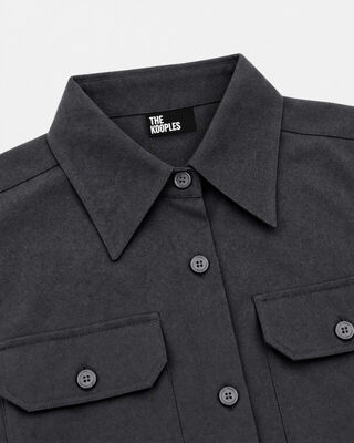Robe courte en laine m&eacute;lang&eacute;e noire