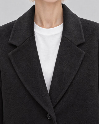 Manteau double face en laine m&eacute;lang&eacute;e noir