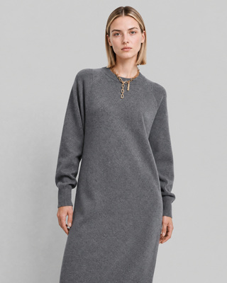 Robe longue en laine et cachemire grise