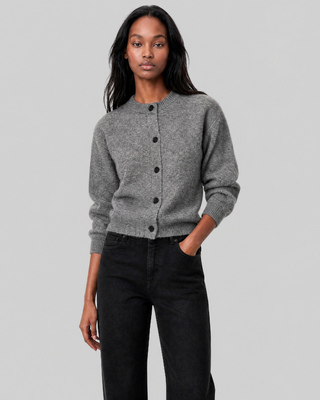 Cardigan en mohair m&eacute;lang&eacute; gris