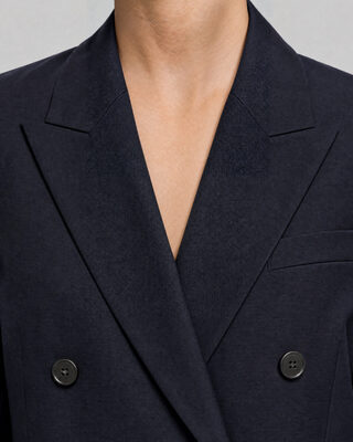 Veste de tailleur droite en laine marine