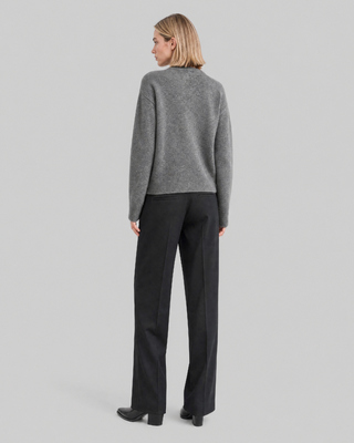 Pantalon de tailleur large en laine noir