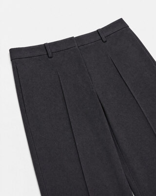 Pantalon de tailleur large en laine noir