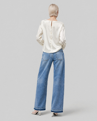 Top en satin ecru