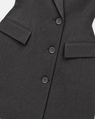 Robe fa&ccedil;on blazer en laine m&eacute;lang&eacute;e noire