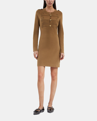 Robe courte style officier en maille kaki