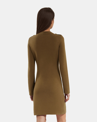 Robe courte style officier en maille kaki