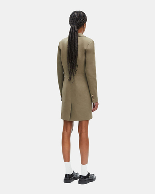 Robe courte style officier en lin kaki