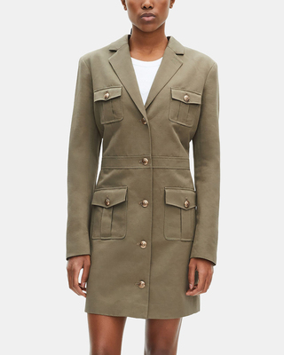 Robe courte style officier en lin kaki