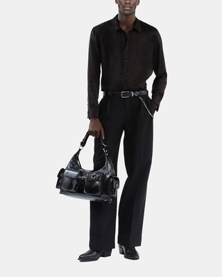 Chemise en jacquard imprim&eacute; musique noire