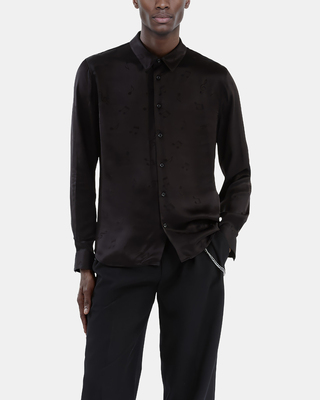 Chemise en jacquard imprim&eacute; musique noire