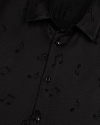 Chemise en jacquard imprim&eacute; musique noire