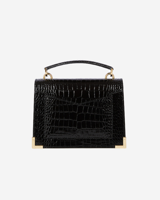 Sac Emily small effet crocodile en cuir noir