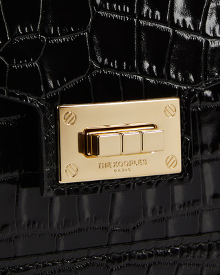 Sac Emily small effet crocodile en cuir noir