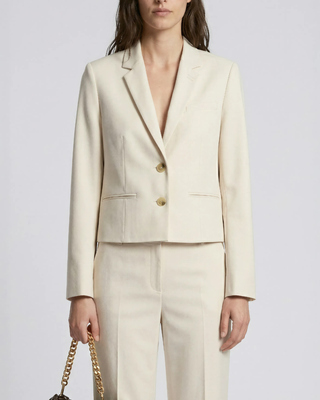 Veste de tailleur courte en lin et coton beige