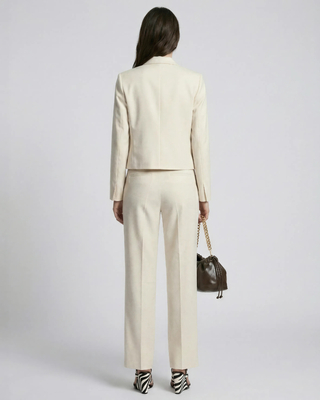 Veste de tailleur courte en lin et coton beige
