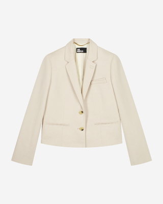 Veste de tailleur courte en lin et coton beige