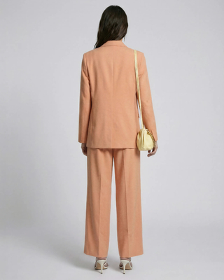 Veste de tailleur droite en lin et coton orange clair