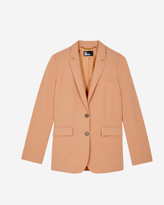 Veste de tailleur droite en lin et coton orange clair