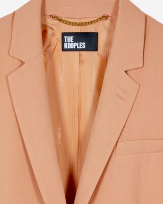 Veste de tailleur droite en lin et coton orange clair
