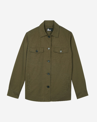 Blouson dos brod&eacute; en coton kaki