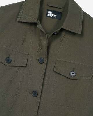 Blouson dos brod&eacute; en coton kaki
