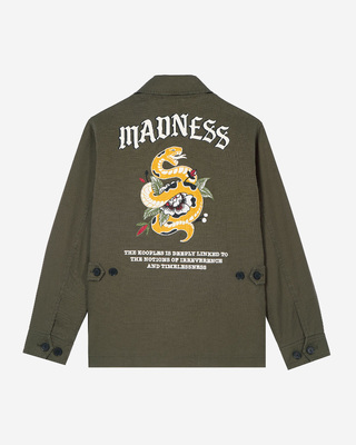 Blouson dos brod&eacute; en coton kaki