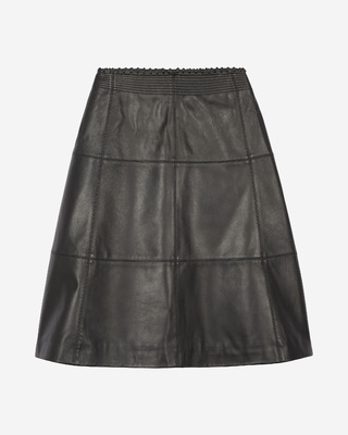 Jupe midi en cuir noire