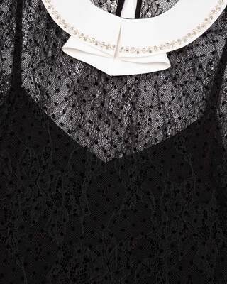 Robe courte en dentelle plumetis et strass noire