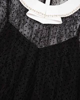 Top en dentelle plumetis avec strass noir