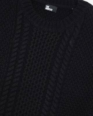 Pull torsad&eacute; en laine noir