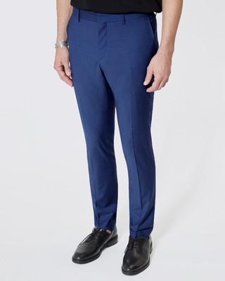 Pantalon de costume ajust&eacute; bleu