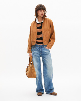 Blouson brod&eacute; dos en coton camel