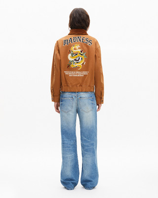 Blouson brod&eacute; dos en coton camel