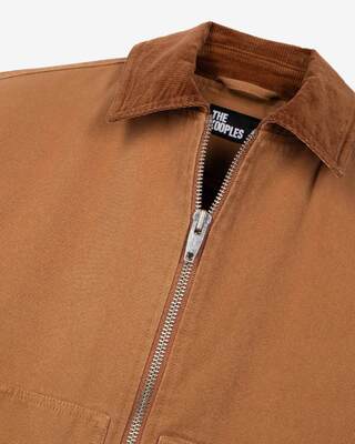 Blouson brod&eacute; dos en coton camel