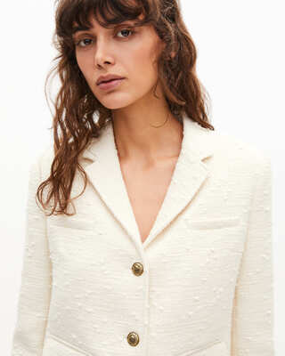 Veste tailleur en tweed &eacute;crue