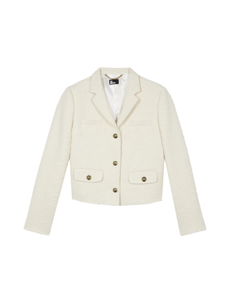 Veste tailleur en tweed &eacute;crue