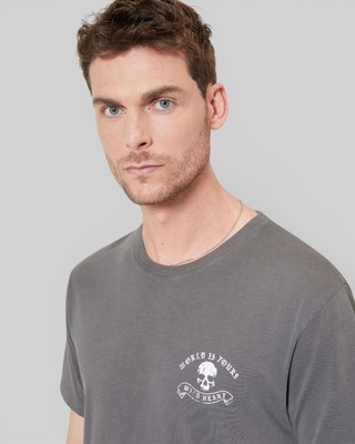 T-shirt avec s&eacute;rigraphie Skull gris