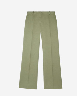 Pantalon large en lin et coton kaki
