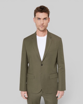 Veste de costume en coton lin kaki