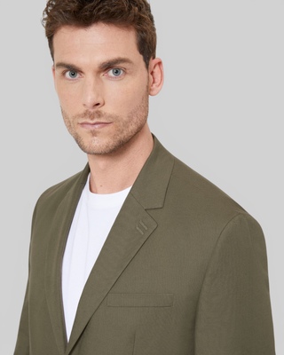 Veste de costume en coton lin kaki