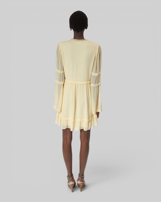 Robe courte volant&eacute;e jaune