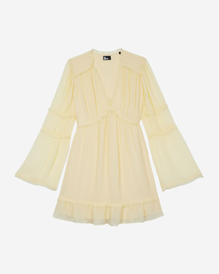 Robe courte volant&eacute;e jaune