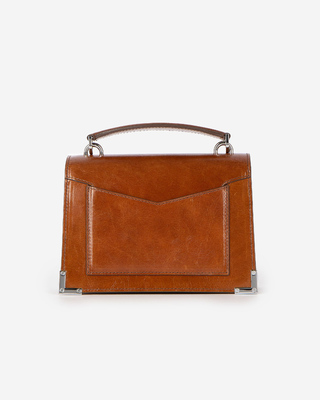 Sac Emily en cuir craquel&eacute; cognac