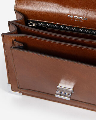 Sac Emily en cuir craquel&eacute; cognac