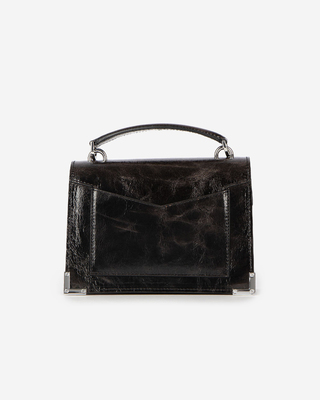 Sac Emily en cuir craquel&eacute; marron