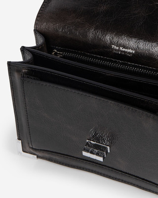 Sac Emily en cuir craquel&eacute; marron