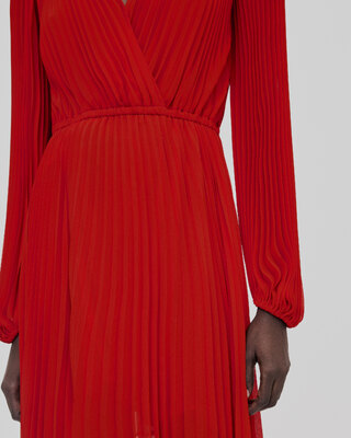 Robe longue pliss&eacute;e rouge