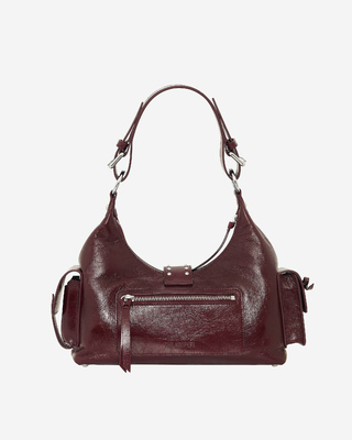 Sac Amelia en cuir craquel&eacute; bordeaux